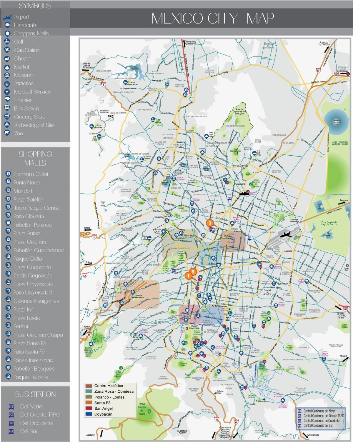 멕시코 시티의 명소 맵